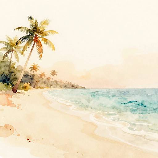 Minimalist Tropical Watercolor Landscape