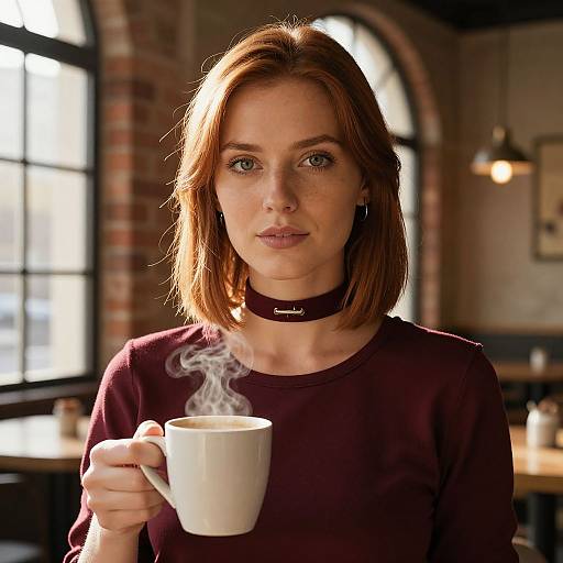 Confident Woman in Vintage Café