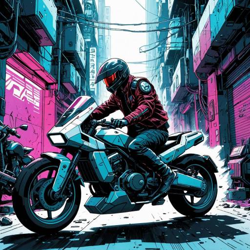 Futuristic Motorcycle in Neon Dystopian Alley