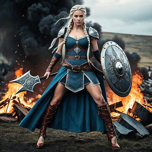 Viking Shieldmaiden in Battle Stance