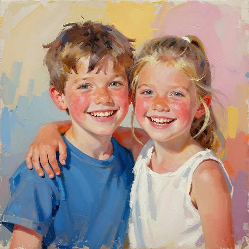 Joyful Moment of Two Children Together