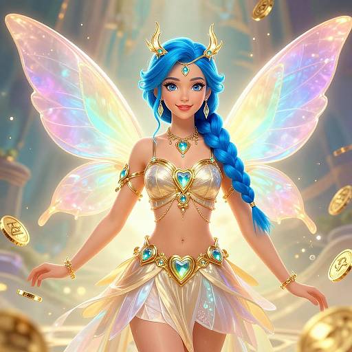Vibrant Fantasy Fairy with Gold