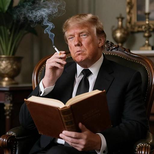 Stylish Man with Cigarette and Book