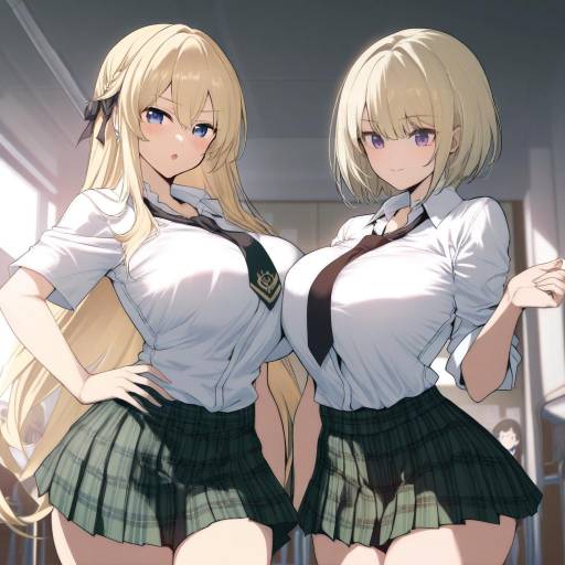 School Scene with Multiple Girls in Uniform