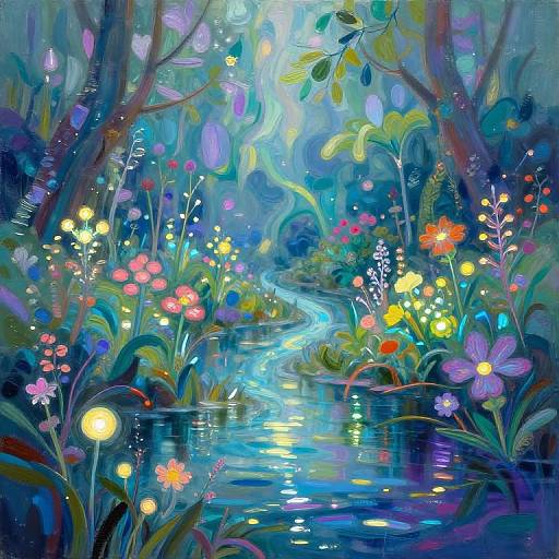 Otherworldly AI Landscape with Glowing Flora