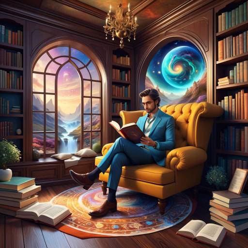 Elegant Man in Enchanting Reading Nook