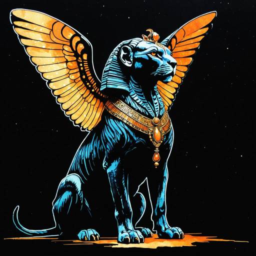 Regal Sphinx Silhouette in Ink Art