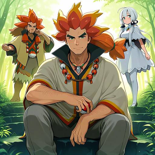 Illustration of Alder (pokemon), pokemon in the style of Niina ryou