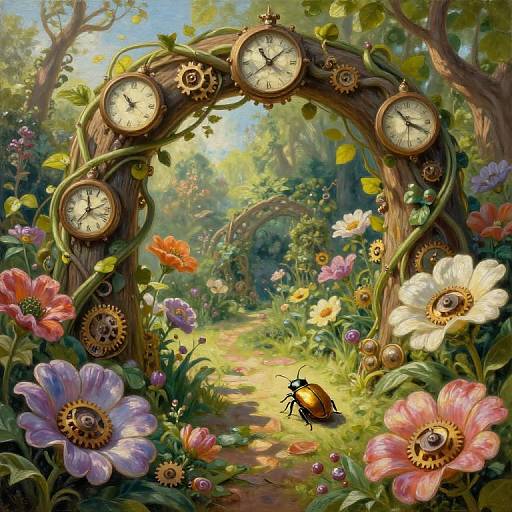 Surreal Clockwork Garden from Beetle's View