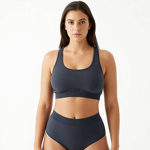 Sporty Minimalist Woman in Striped Sportswear