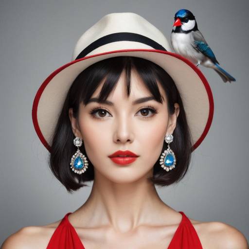 Portrait of woman with hat and bird