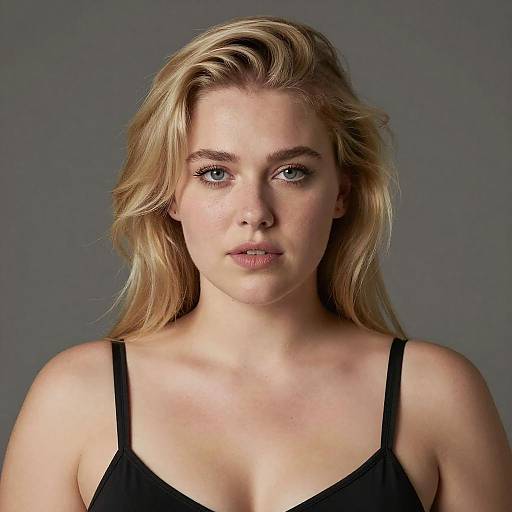 Portrait of Blonde Woman in Black Top