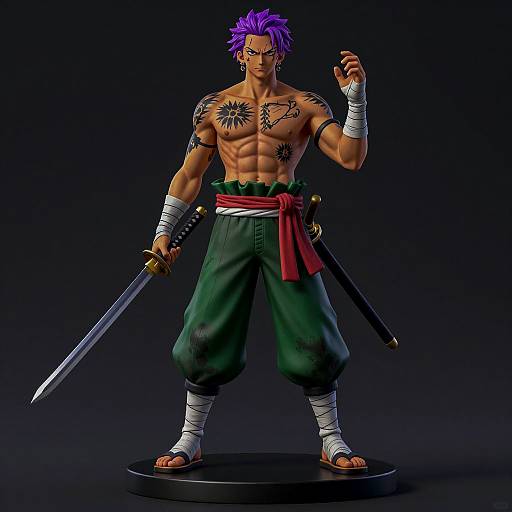 Muscular Anime Warrior with Intense Presence