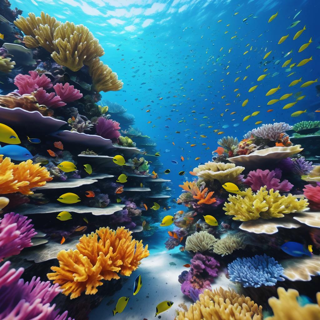 Vibrant Coral Reef with Colorful Fish