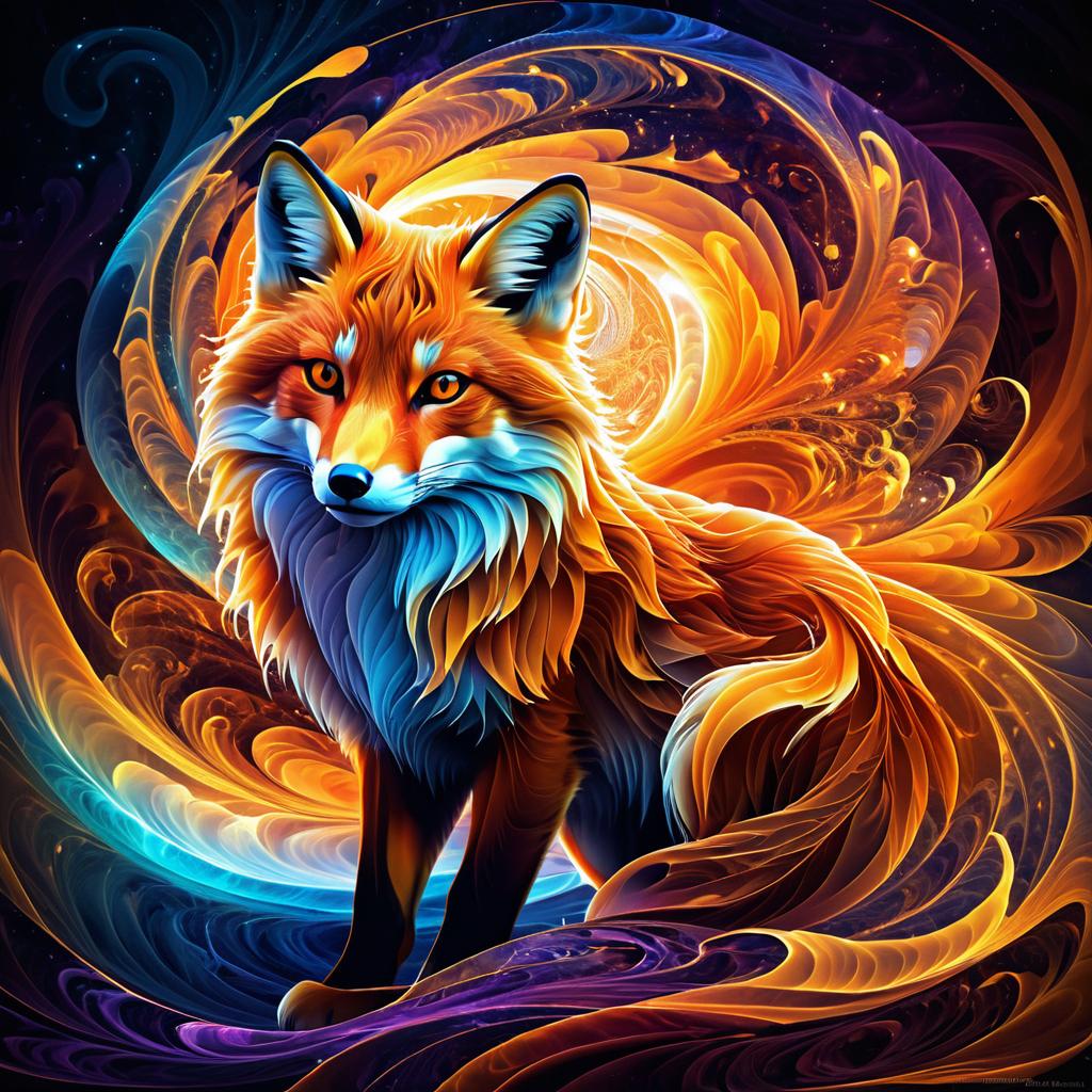 Majestic Fox in Surreal Vibrant Energy