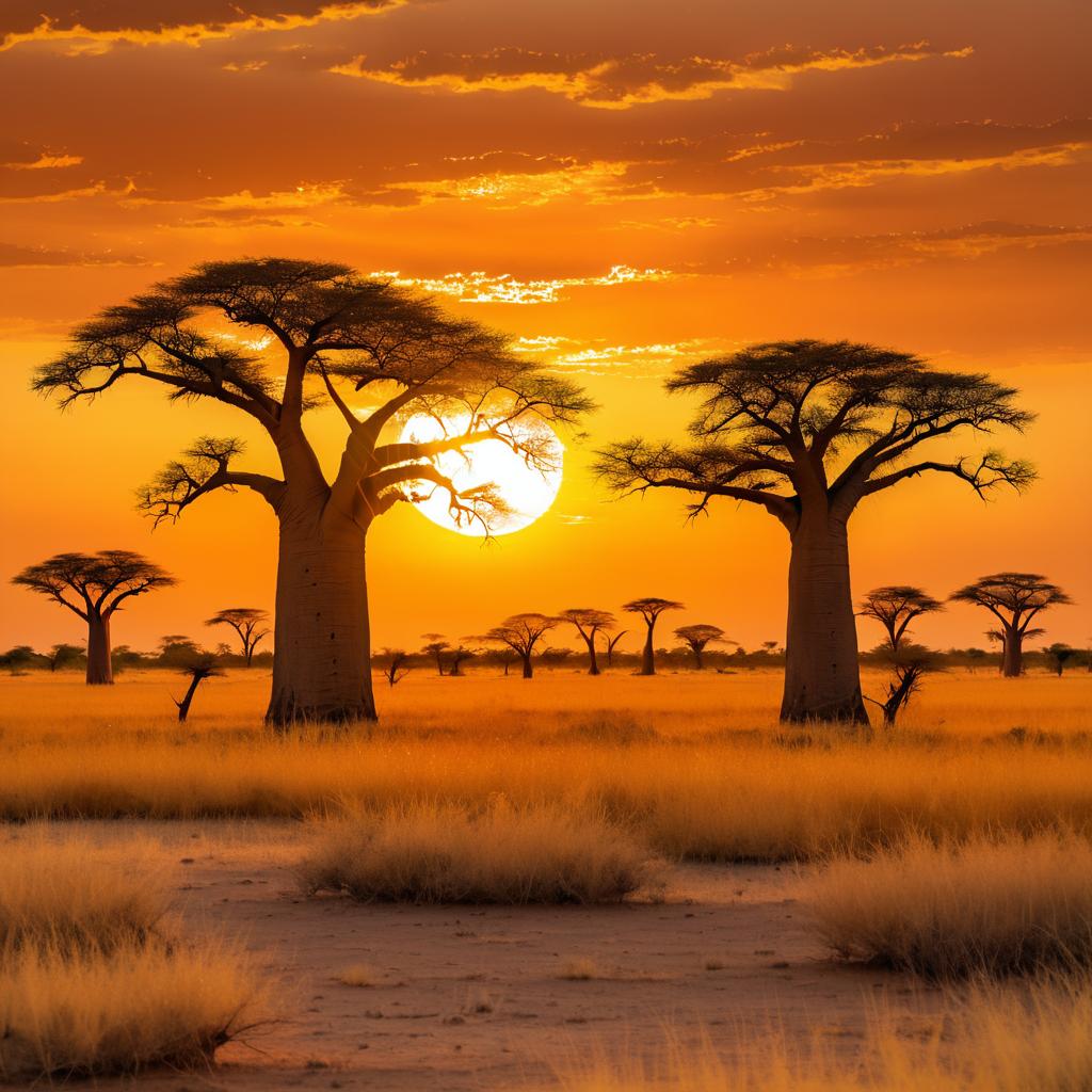 Sunset Splendor: Baobabs in Botswana