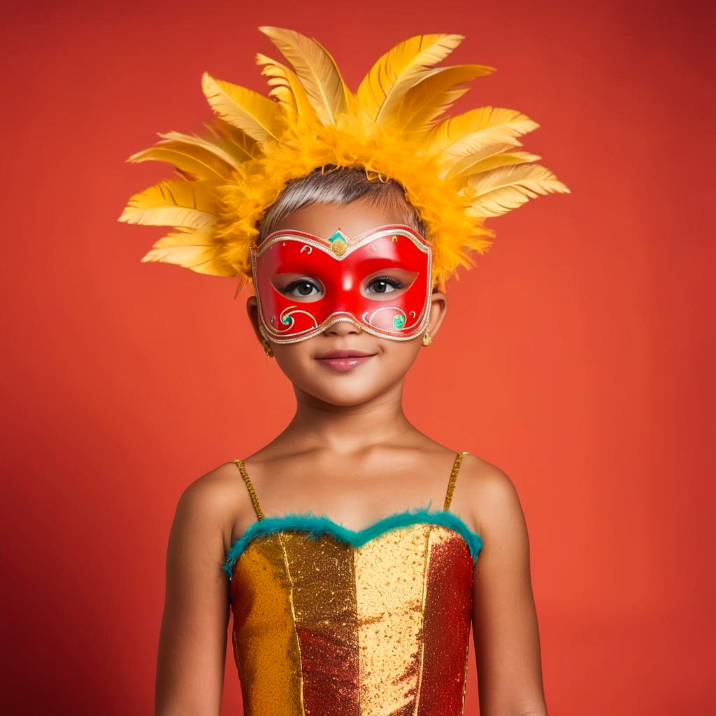 Vibrant Carnival Joy: Child in Costume