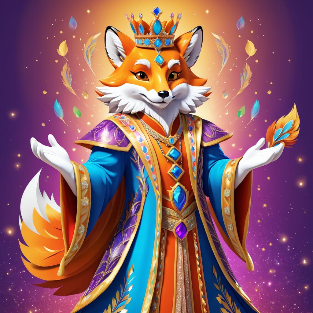 Regal Fox King in Colorful Attire