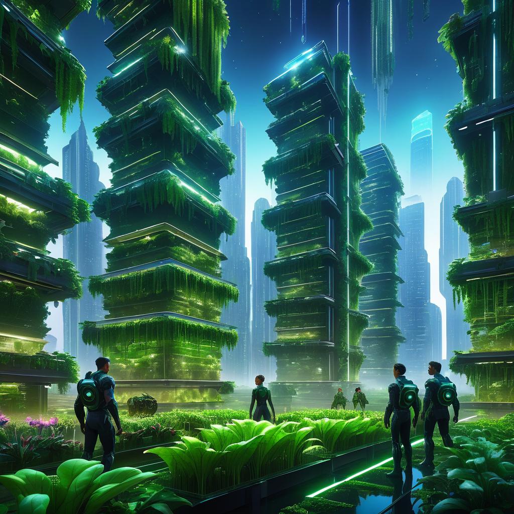 Futuristic Cybernetic Farmers in Metropolis