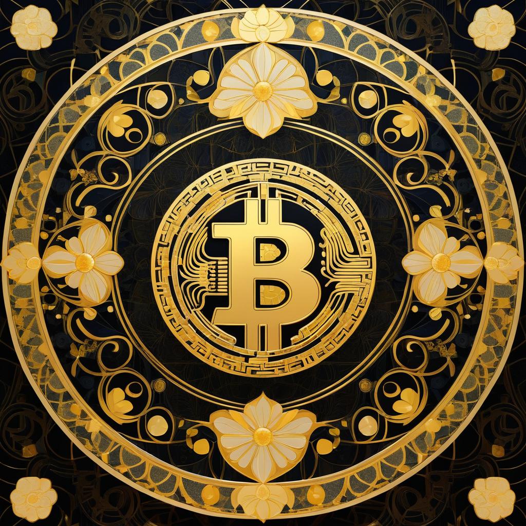 Gustav Klimt-Inspired Bitcoin Mosaic Artwork