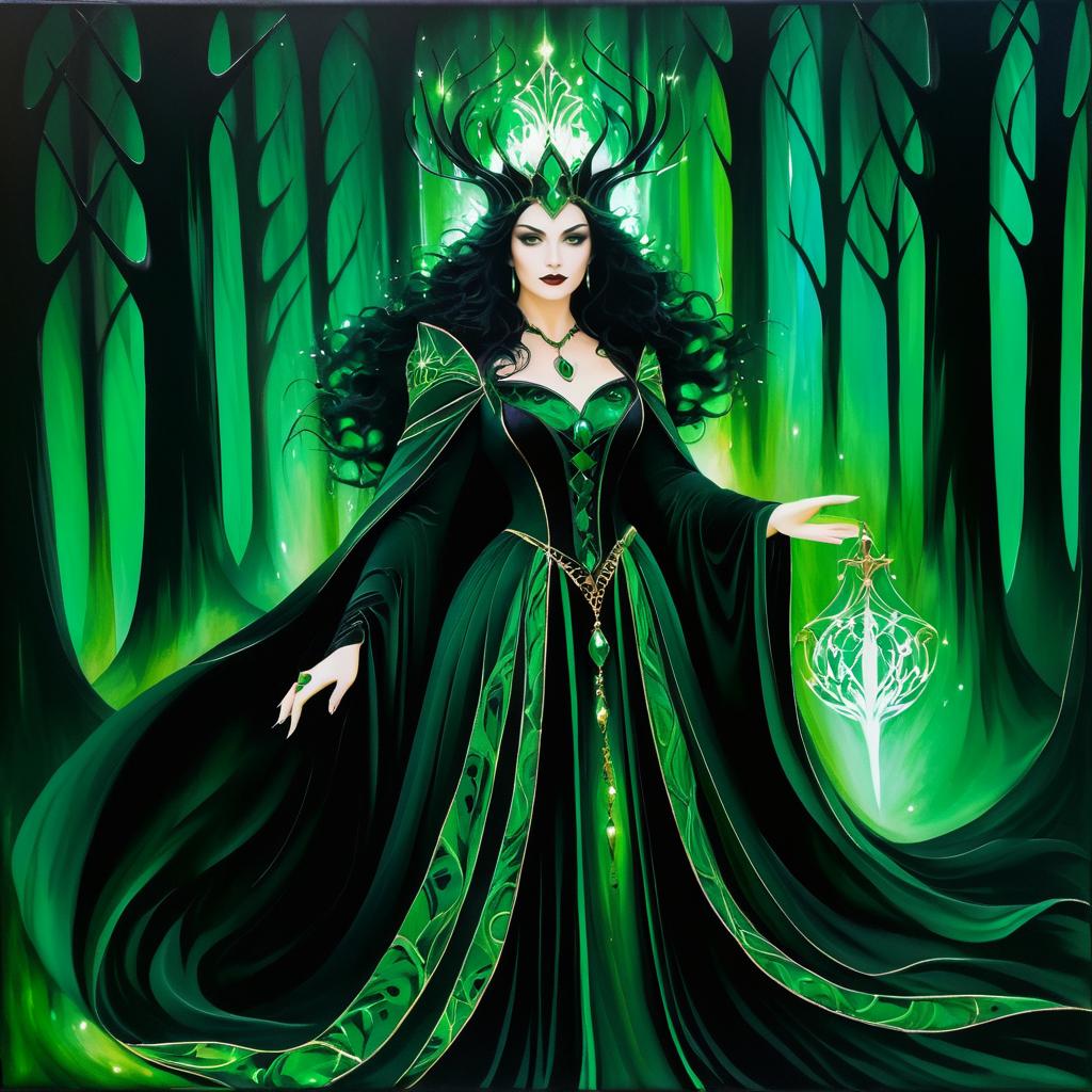 Witch Queen in Enchanted Gothic Forest