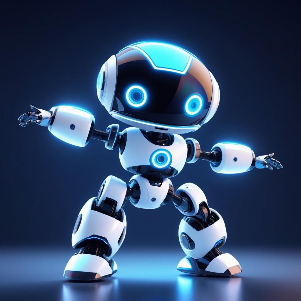 Excited Dancing Robot in Futuristic Art