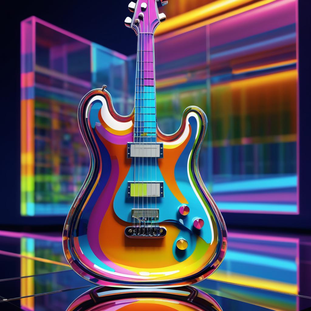 Vibrant Pop Art Guitar Sculpture Design