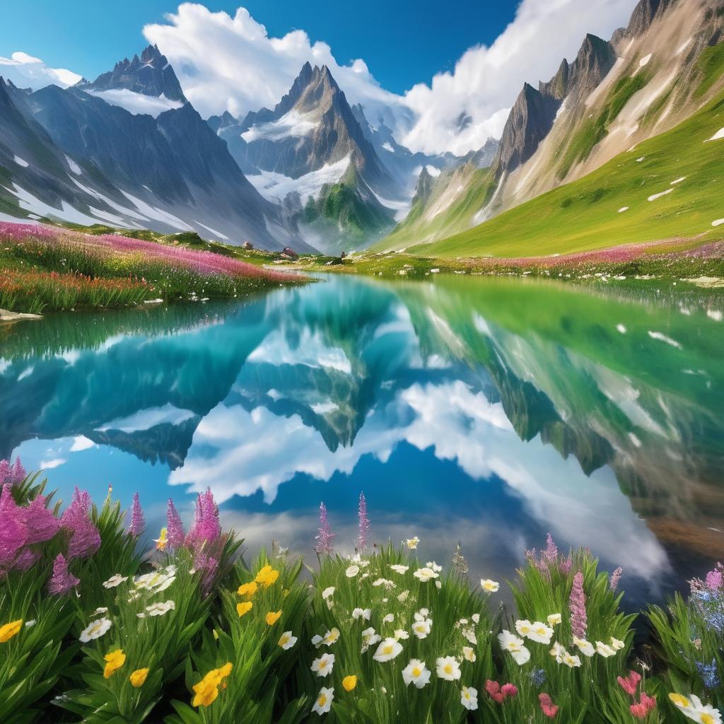 Serene Alpine Paradise with Majestic Peaks