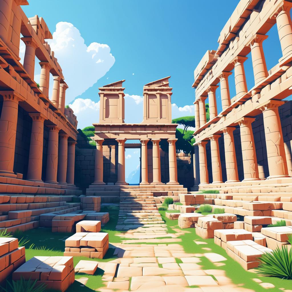 Hyperrealistic Vector Art of Ancient Ruins