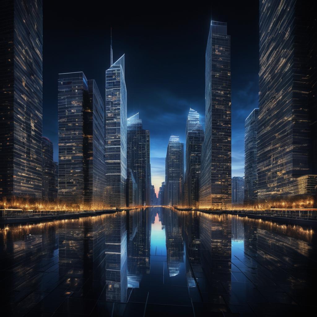 Captivating Twilight City Skyline Reflection