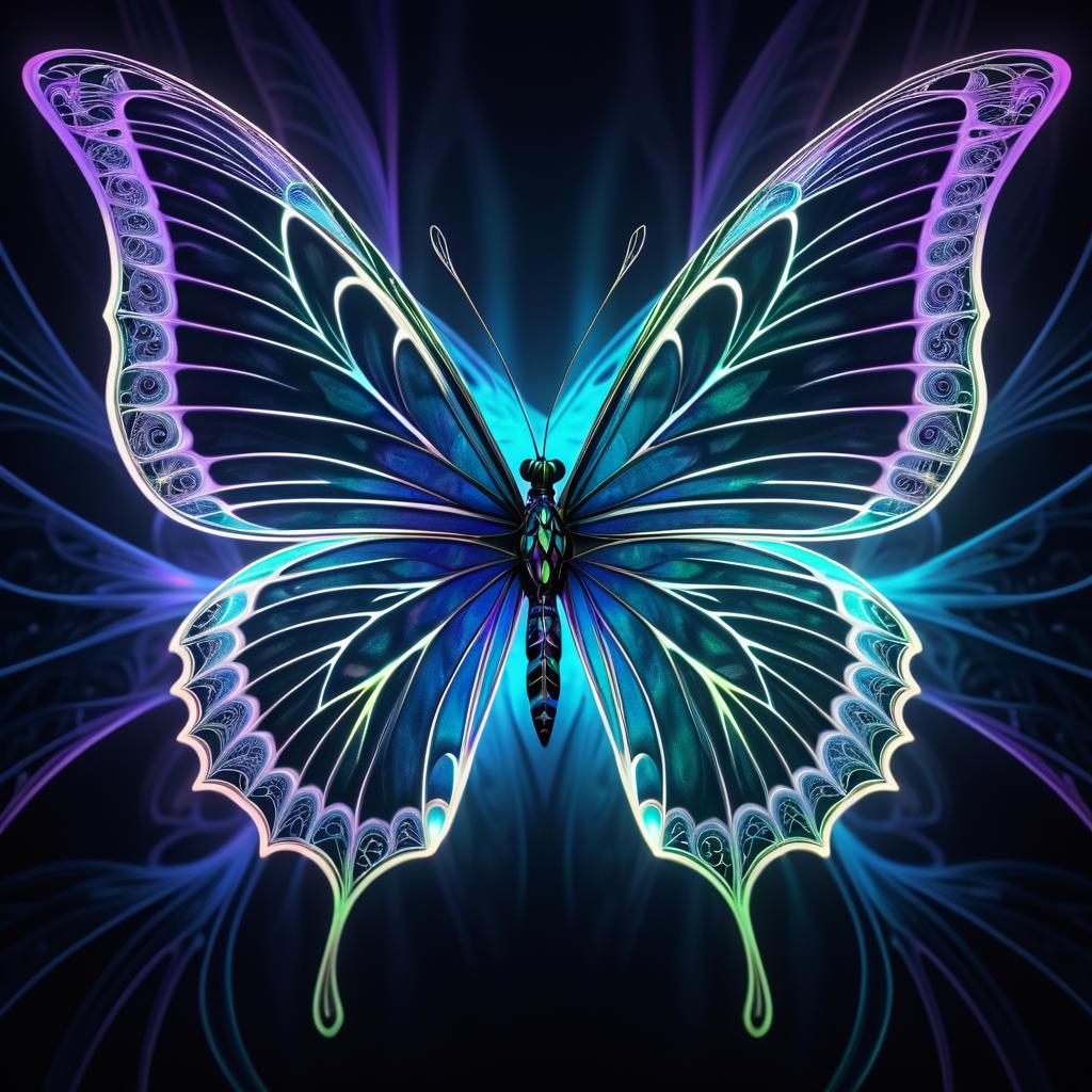 Iridescent Fractal Butterfly Art Design