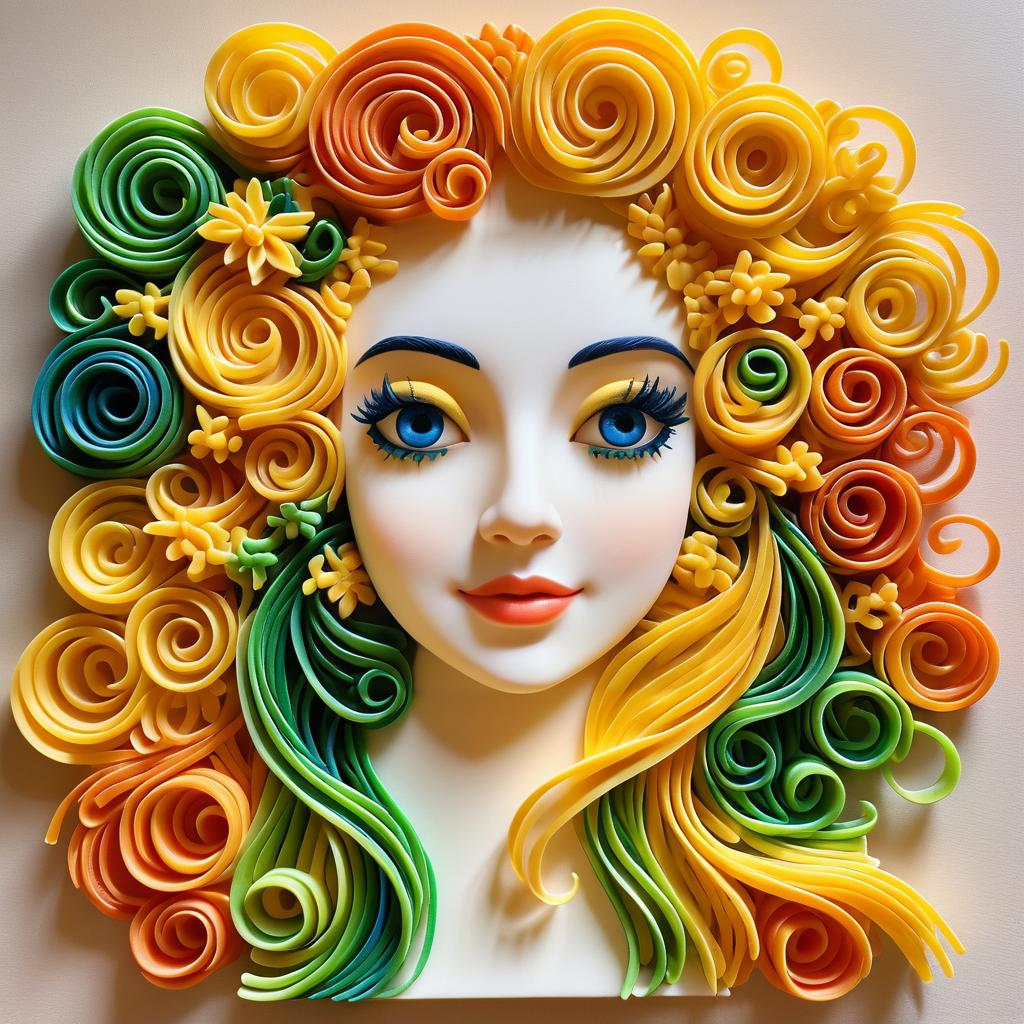 Whimsical Pasta Portrait Artwork