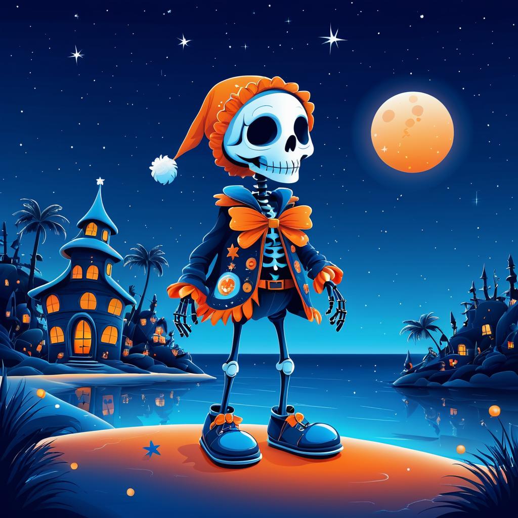 Whimsical Skeleton Island Christmas Scene