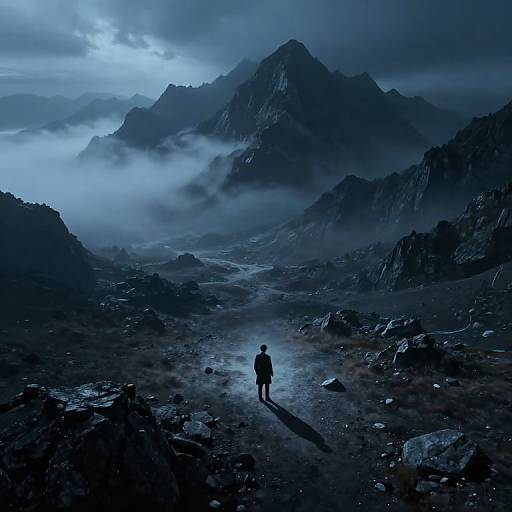 Ethereal Victorian Landscape in Darkness