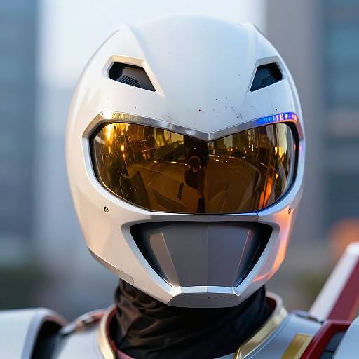 Ultra-Realistic White Gold Power Ranger Helmet