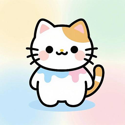 Playful Cartoon Cat with Paint Drips