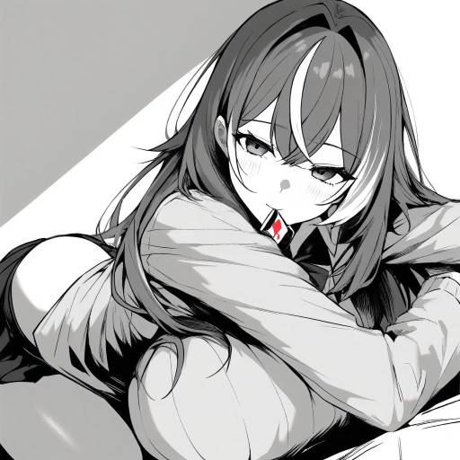 Monochrome Virtual Youtuber Lying View