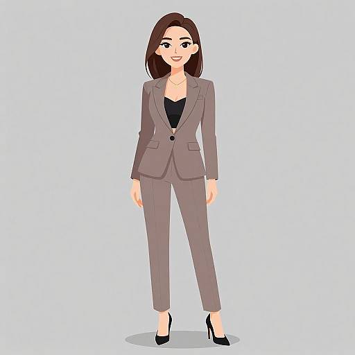 Chic Businesswoman in Taupe Pantsuit
