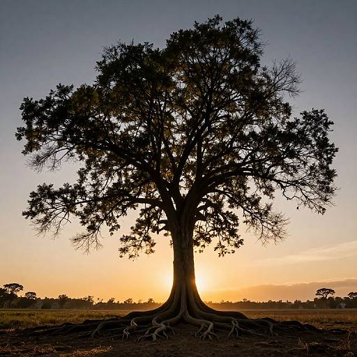 Solitary Tree at Twilight Glow