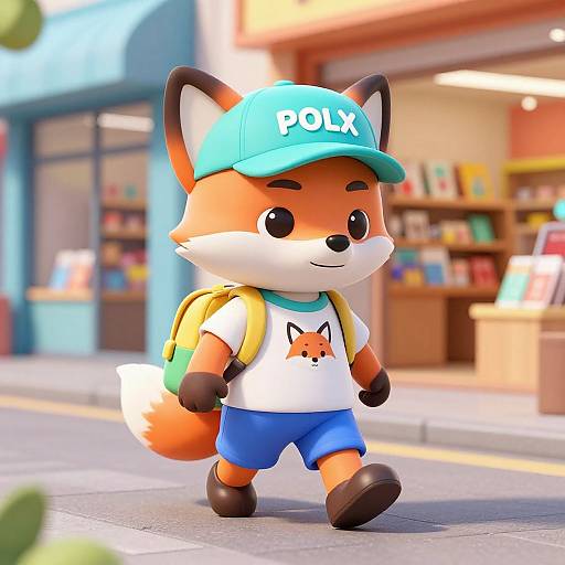 CGI image of a cute anthropomorphic fox wearing a 