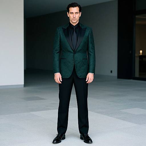 Confident Man in Elegant Dark Tuxedo