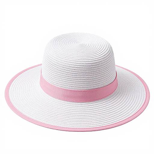 Elegant Pink and White Wide Brim Hat