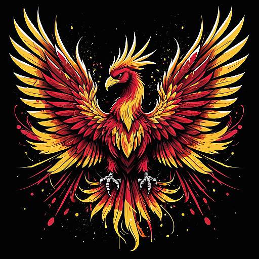 Colorful Graffiti Phoenix Illustration