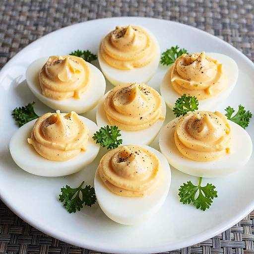 Close-Up of Creamy Deviled Eggs