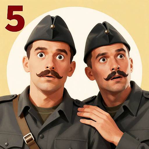 Illustration of Two Surprised Soldiers in Uniform