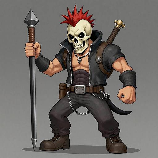 Punk Adventurer with Skull in Hades