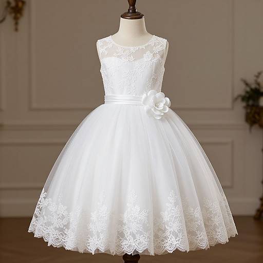 Elegant White Flower Girl Dress