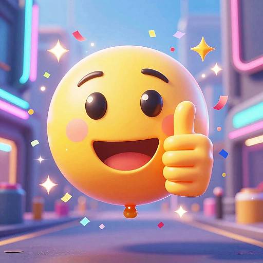 Neon Thumbs Up Emoji Balloon