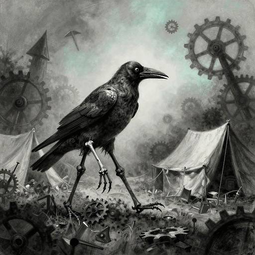 Withered Marionette Crow in Foggy Midway