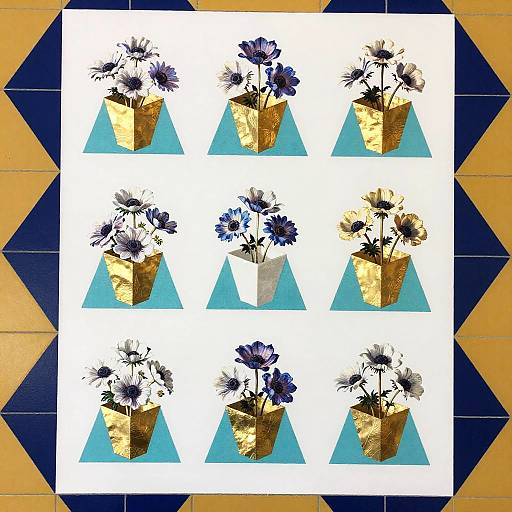 Geometric Silk Screen Anemone Print